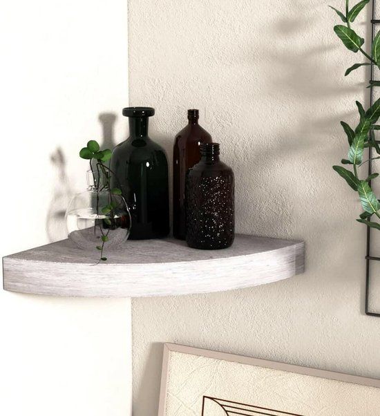 vidaXL Hoekwandschappen - 4 st - 25x25x3,8 cm - MDF - betongrijs