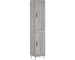 vidaXL Hoge kast 34,5x34x180 cm bewerkt hout grijs sonoma eikenkleurig