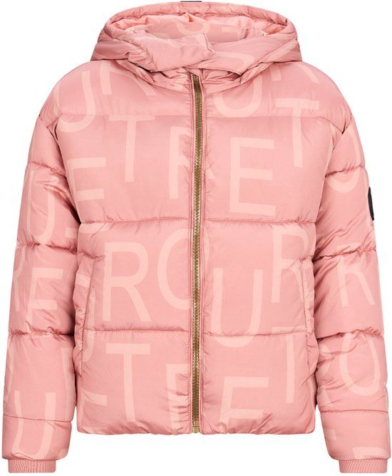 Retour Jeans Retour Puffer jas Gaby met all-over logoprint - Roze - maat 152