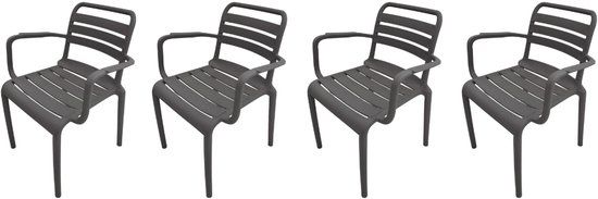 Garden Impressions Orleans tuinstoelen set van 4 – antraciet