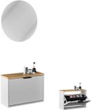 Planetmöbel STIVIO Schoenenkast 60 cm Wit Grijs LED Spiegel NOVA