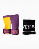 Velites Quad Ultra Hand Grips – CrossFit Handbeschermers – Zonder Chalk – Purple-Mustard – L