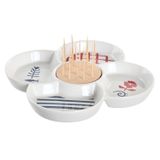 Fijalo DKD Home Decor Set voor voorgerechtjes, Natuurlijk, Rood, Multicolour, Keramiek, Cottage Huizen, 22 x 22 x 7 cm