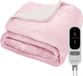 Auronic Couverture chauffante électrique - 180 x 130 cm - 1 personne - 3 niveaux de chaleur et de minuterie - Couverture chauffante - Polaire - Rose