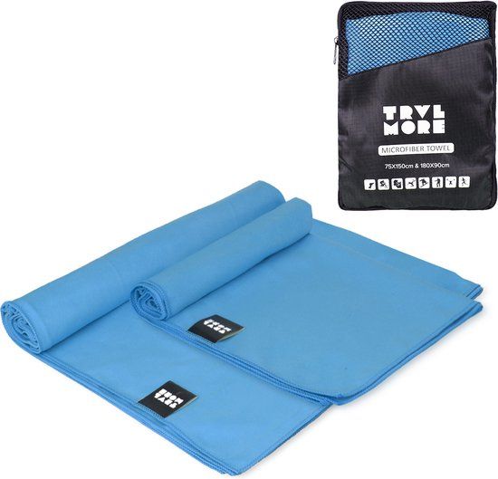 TRVLMORE Microvezel Handdoek - Set van 2 - Blauw