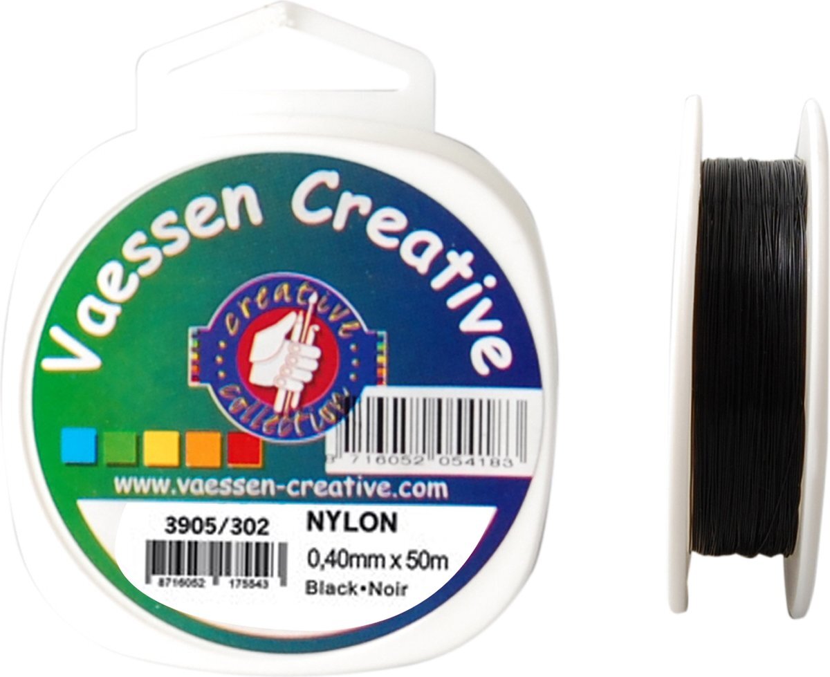 Vaessen Creative Nylon Koord 0,4mm 50m Zwart