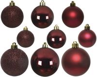 Decoris Kerstballen - 30 stuks - Donkerrood - 4-5-6 cm - Kunststof