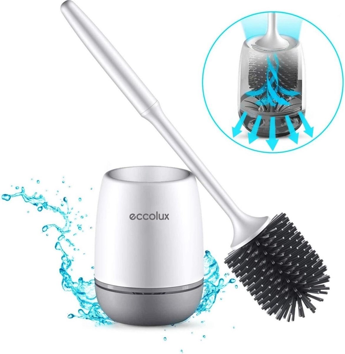 Ecolux Eccolux Luxe Wc borstel met houder - Toiletborstel met hangsysteem - Antibacterieel - Hygiënisch - Duurzaam