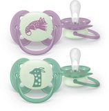 Philips Avent Pacifier ultra soft Nighttime 6-18 maanden 2 stuks Groen/Lila