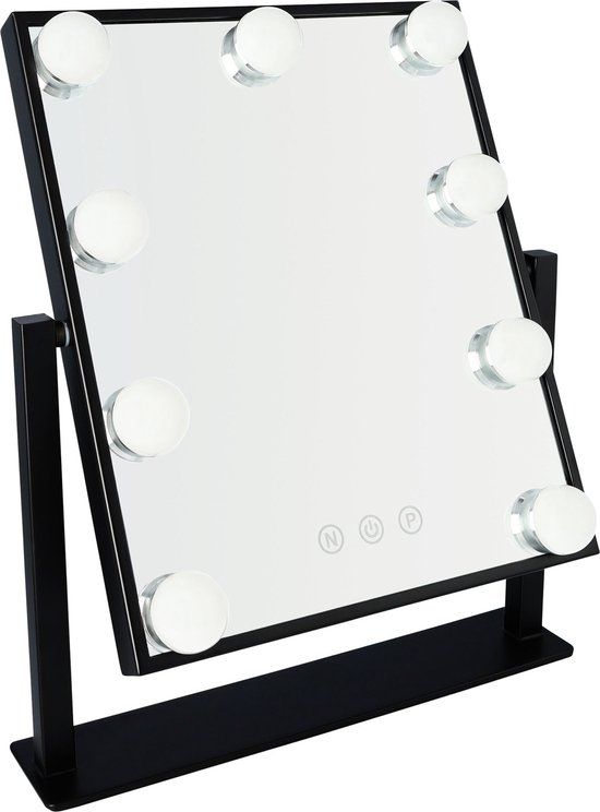 LYVION Hollywood Spiegel met LED verlichting - Make-upspiegel - Zwart