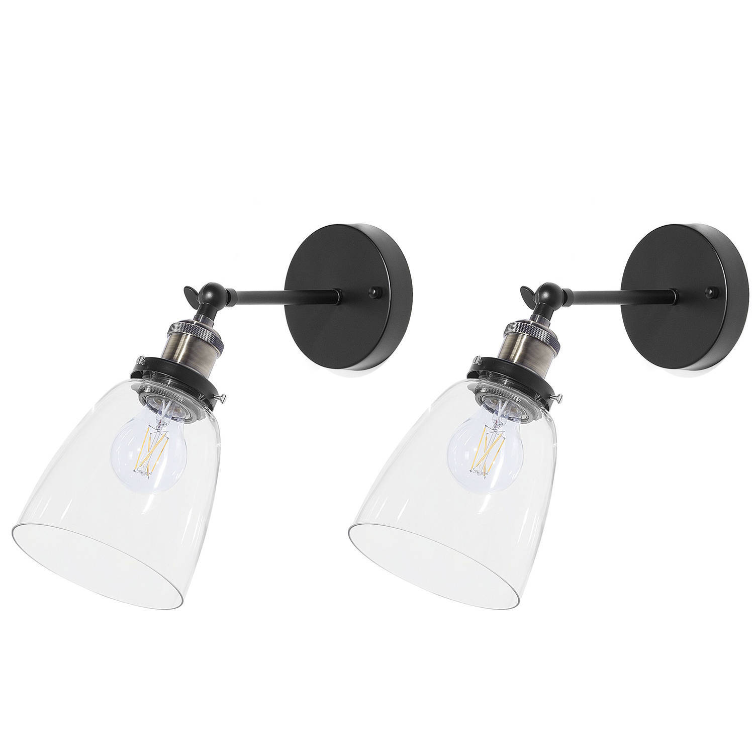 Beliani lovat - wandlamp set van 2-zwart-metaal