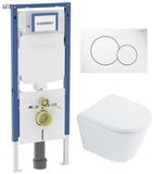 Geberit QeramiQ Dely Toiletset - Toilet suspendu - Réservoir encastré - Sans bride - Cuvette à chasse profonde - Évacuation PK - Double chasse - Abattant Softclose - Céramique - Blanc brillant