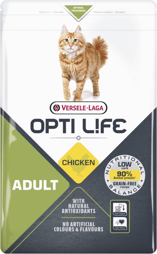 VERSELE LAGA Opti Life Adult Kattenbrokjes - Graanvrij - Met Kip - 2,5kg