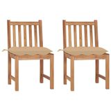 VidaXL Tuinstoelen 2 stuks met kussens massief teakhout Beige