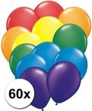 Shoppartners Bv Party ballonnen - 60x stuks - regenboog kleuren
