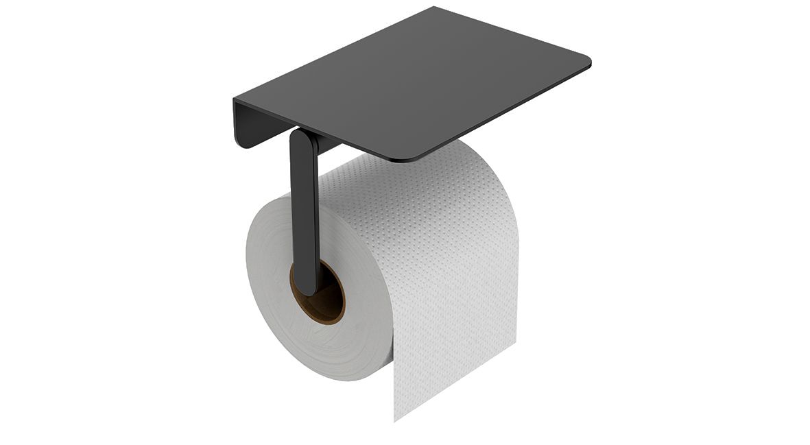 Wiesbaden Alonzo Toilet Roll Holder with Shelf - Matte Black