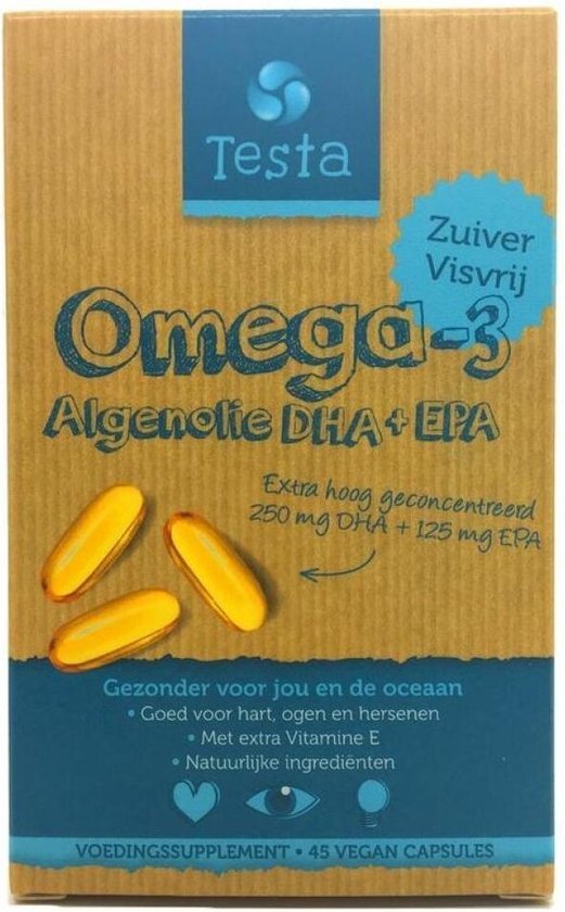 Testa Omega 3 algenolie vegan omega 3 DHA EPA 45 CA