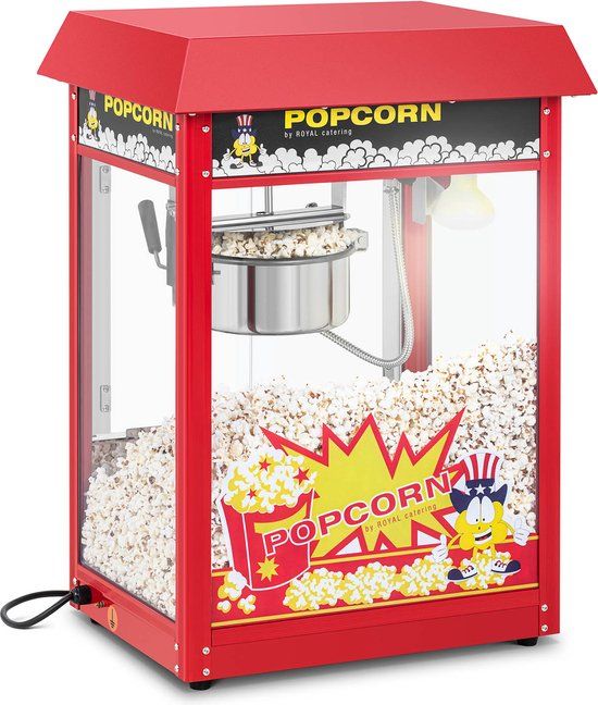 Royal Catering Popcornmachine - 1600 W - RVS - Rood