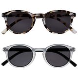 Opulize Zen 2 Stuks Klein Mannen Vrouwen Licht Bruin Kristal Doorzichtig Zwart Zon Lezers Leesbril UV400 SS24-1TC +2,50