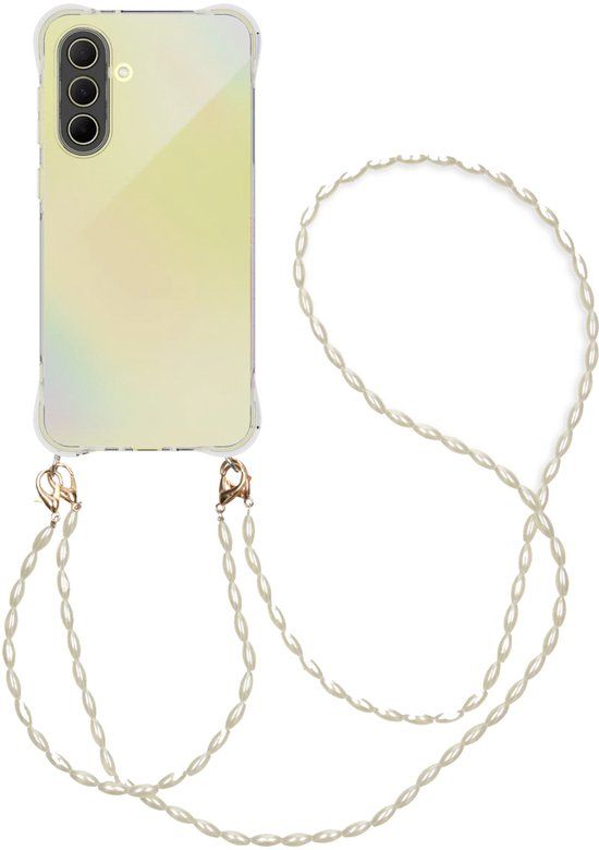imoshion Hoesje - Geschikt voor Samsung Galaxy A36 - Backcover met koord + armband - Parels - Transparant