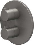 IVY Pact Afbouwdeel Inbouwthermostaat met 1 Losse Stopkraan met Rond Rozet - Geborsteld Metal Black PVD