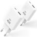 Set van 2 snelladers, 45 W, compact, USB C en USB A, oplader voor iPhone 17, nieuwste GaN-technologie 2026, stopcontact voor iPhone, Samsung en laptops, kleur: wit