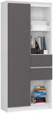 Akord Kantoorkast R15 R80 met 2 Lades en 1 Deur / Wit - Grafietgrijs / 80 x 180 x 35 cm