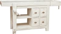 Biscottini Landelijke werkbank in massief lindehout met antiek witte afwerking L184xPR74xH92 cm. Gemaakt in Italië