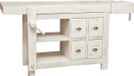 Biscottini Landelijke werkbank in massief lindehout met antiek witte afwerking L184xPR74xH92 cm. Gemaakt in Italië