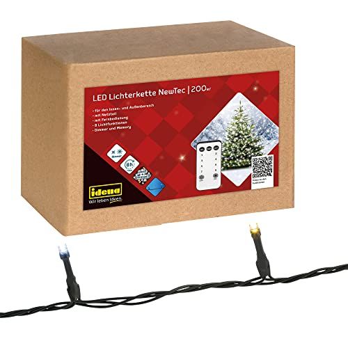 Idena NewTec 31269 LED-lichtketting - 200 LEDs - Wit/Warm Wit - Timer