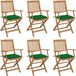 Chaises pliantes en acacia massif 6 pièces avec coussins
