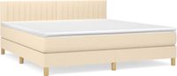 vidaXL Boxspring met matras stof crèmekleurig 180x200 cm