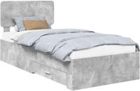 vidaXL Bedframe met lade Beton Grijs 90 x 190 cm Bewerkt hout