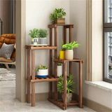 Merkloos Plantenstandaard - 6 Tier Houten Plank - Binnen & Buiten - 100cm Hoogte