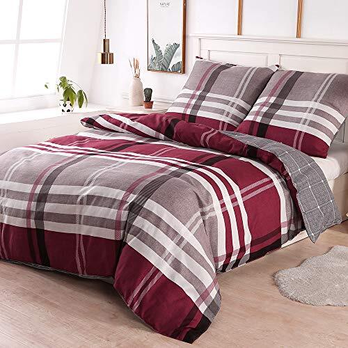 Homaxy Microvezel beddengoed 200x200cm met ritssluiting 3-delig zachte dekbedovertrek set gestreept omkeerbaar beddengoed, 2 kussenslopen 80x80 cm (stijl 4)