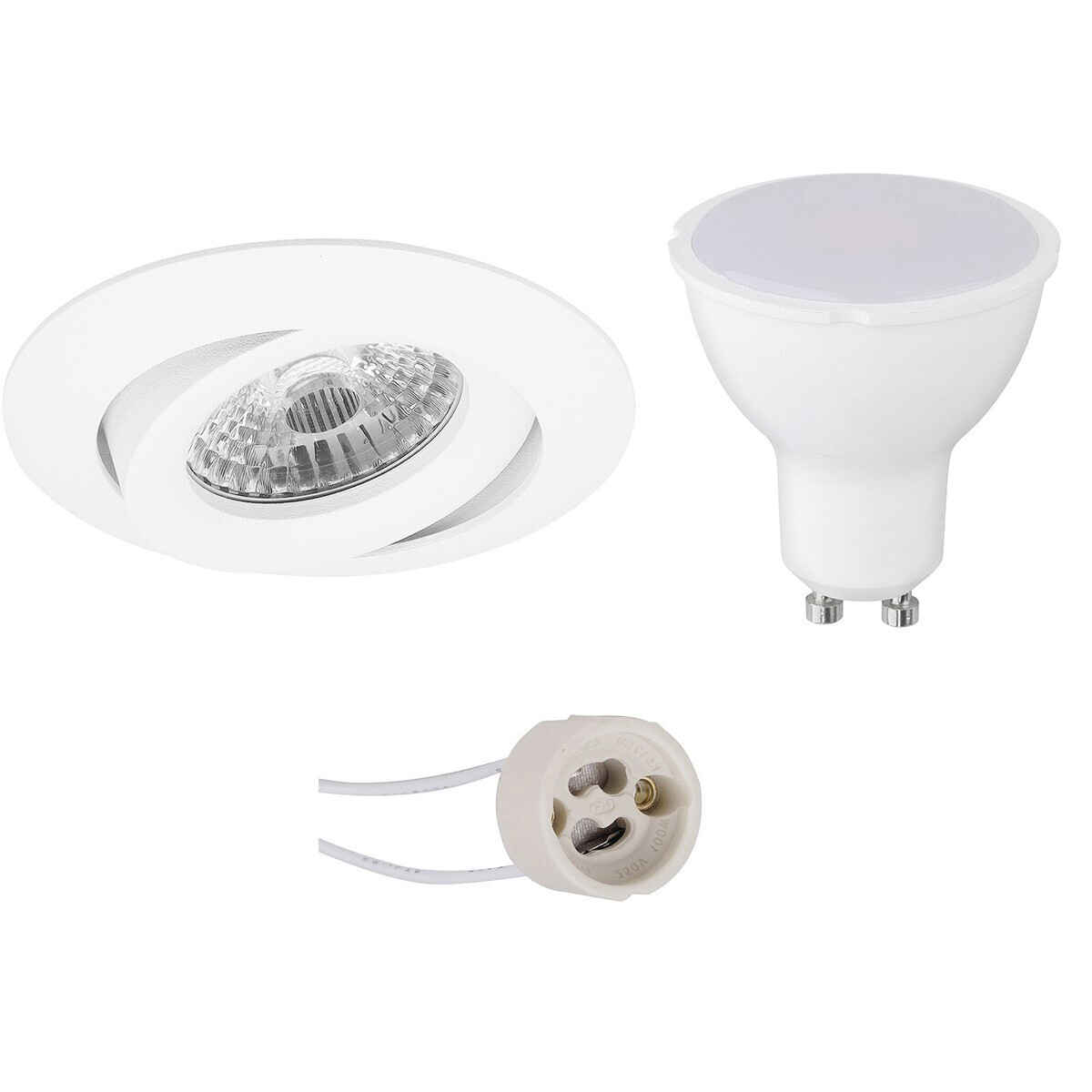 BES LED LED Spot Set - Pragmi Uranio Pro - GU10 Fitting - Inbouw Rond - Mat Wit - 6W - Helder/Koud Wit 6400K - Kantelbaar - Ã˜82mm