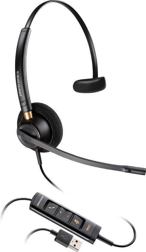 Poly Plantronics EncorePro HW545 USB Headset - Mono - Black