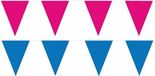 Shoppartners Bv Feest versiering punt vlaggetjes pakket - 60 meter - blauw en roze