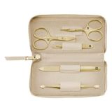 ZWILLING Set de manucure premium (5 pièces, étui en cuir véritable, set de voyage, avec coupe-ongles et coupe-cuticules), premium, édition gold