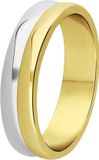Lucardi Dames Zilveren ring 2-tone - Ring - 925 Zilver - Zilver- en Goudkleurig - 17.5 / 55 mm