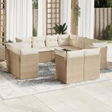 Maison Exclusive - Ensemble de jardin, 11 pièces, avec coussins, beige, en polyrotin