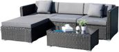 Bolt Edge Polyrotan Lounge Tuinset pour 4 Personnes - Ensemble de jardin 5 pièces avec canapé d'angle, table basse et coussins - Gris