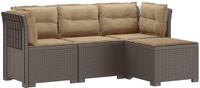 vidaXL 4-Zitter Tuin Sofa met Kussens Rattan Look PP Lichtgrijs