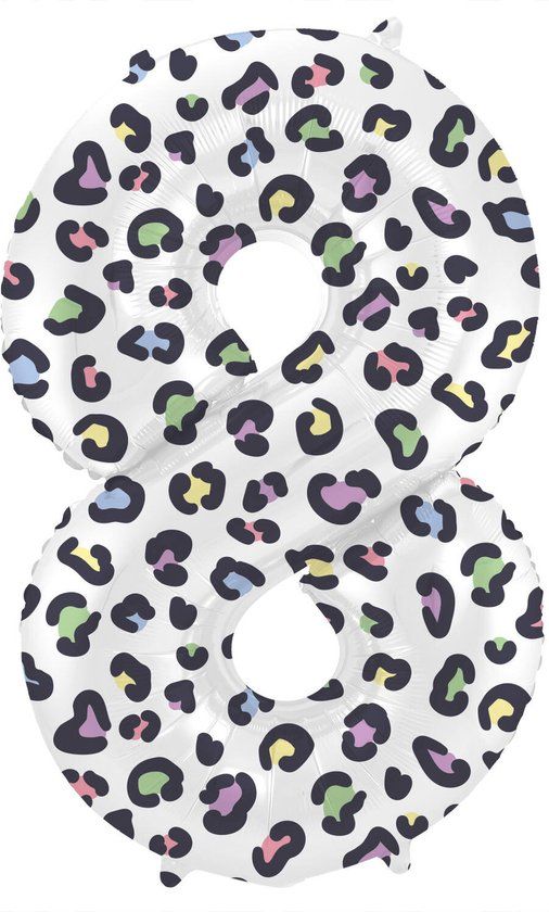 Folieballon Cijfer 8 Bright Panther - 86 cm