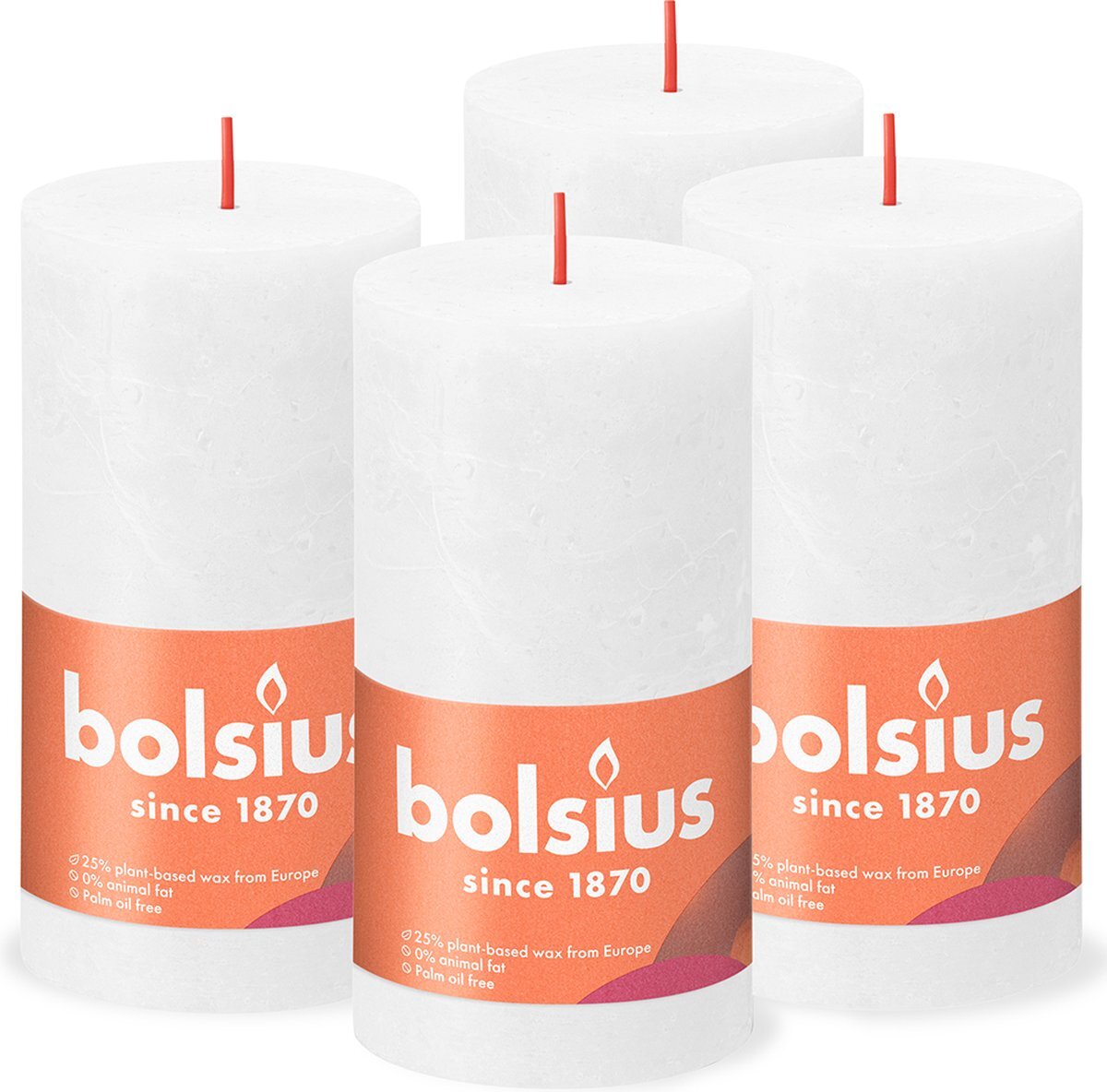 Bolsius - Rustieke Kaars - Wit - 13cm - 4 stuks