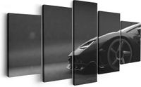 Artaza Canvas Schilderij Vijfluik Zijaanzicht Zwarte Sportwagen Auto - 200x100cm - Canvas Print