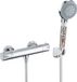 Merkloos Thermostaat Douchekraan met Handdouche, Mengkraan, Badkuip, Douche-armatuur, Complete Set, Opbouw, Waterbesparende Douchekop met Slang, Filter, Messing, Zilver