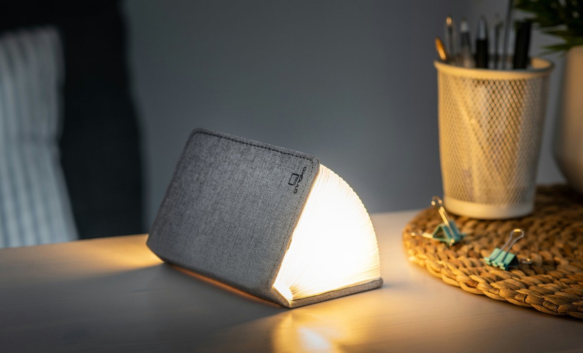 Gingko Mini Smart Book Light Linen Fabric Urban Grey