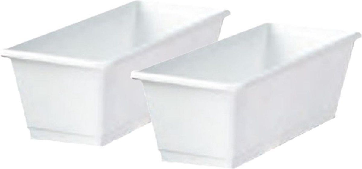 Geli Set van 3x plantenbakken wit rechthoekig 40 x 17,5 x 14,5 cm - Bloembakken/plantenbakken voor binnen/buiten