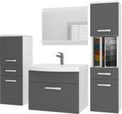 B BELINI GROUP BELINI Badkamermeubel Set PRI M5 - Badmeubelset 120 cm Grijs Mat met Wastafel en Spiegel - Wandmontage